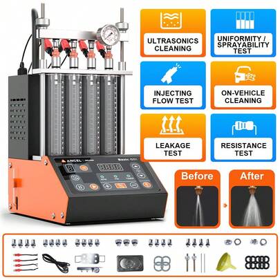 ANCEL ANJ400 4-Cylinder GDI Fuel Injector Testing And Cleaning Machine Features Ultrasonic Cleaning, Leak Testing, And EFI/FEI Diagnostics Suitable For Motorcycle/Engine Applications ,Ideal For Automotive Repair Tools