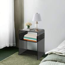 YUNRUX Modern Side Table, Acrylic Side Table, Side Table For Bedroom Living Room - 黑色 - 查看 4