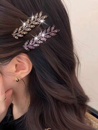 2 buc agrafe de păr cu strasuri, breton/franjuri laterale, agrafe pentru ceafă, agrafe elegante și strălucitoare, gheare de păr, agrafe de păr, agrafe de păr