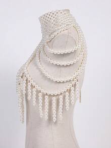 Elegant Vintage Pearl Cape For Women Pearl Bridal Shawl Fashion Design Pearl-Embellished Top With Shoulder Chain Wear For Women's Christmas Gifts, Parties, Banquets, Weddings, And Other Events.