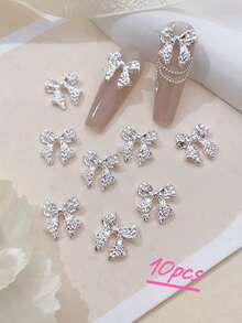 10Pcs/Pack Nail Art Decorative Stickers Diy Nail Charms Nail Gems Nail Supplies Nails - Silver - View 6