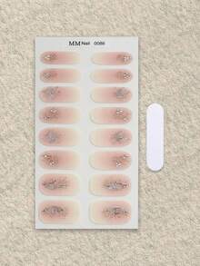 1张指甲油贴纸套装，夏季美甲贴纸，自粘指甲油贴纸，防水持久，时尚凝胶美甲贴纸，DIY - 杏色 - 查看 3