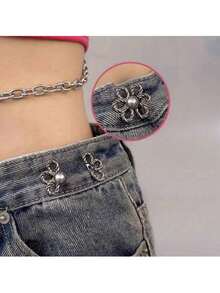 1pc Waist Cincher For Jeans, Adjustable Waist Tightener Button, Pants Waist Reducer Clip - Multicolor - View 1