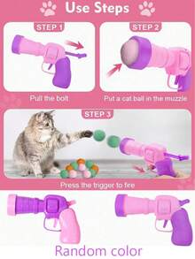 互动发射器猫玩具套装，包含1个发射器和100/50/30/20/10个毛绒球，适合室内猫。这款室内猫玩具专为活跃玩耍而设计，以趣味十足的运动为主题。它是一款运动型猫玩具，有助于增进主人与猫咪之间的爱与信任。颜色随机。 - 粉紅紫 - 查看 3