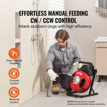 Máquina limpiadora de desagües  de 50 pies x 1/2 pulgada con barrena de serpiente de alimentación manual con 4 cortadores - 50 pies x 1/2 pulgada - Ver 2