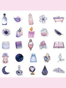 50pcs Doodle Magic Moon Decorative Stickers Irregular Shape For Diary Water Bottle Planner Booklet Holiday Birthday Gift Decoration Cartoon Pattern Self-Adhesive Easy Peel Easy Stickers Perfect For Encouraging Students To Give To Friends