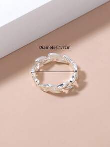 Nooxian 1枚时尚夜光天蓝色树枝戒指，夜光树叶戒指（需充电才能发光，不充电不会发光） - 銀色 - 查看 8