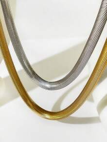 1 件男女通用不锈钢蛇形设计吊坠项链，时尚简约奢华风格，耐用不褪色