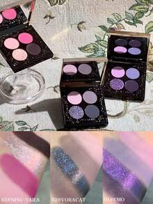 haggard Emo Monster Series 4-Color Eyeshadow Palette 02#VORACAT, Monster Series 4-Color Eyeshadow Palette, Smoky Pink-Brown Aurora Glitter Shades, Matte And Shimmer Finish, Long-Lasting Pigmentation, 5.2g/0.18oz - 02 - Xem 6