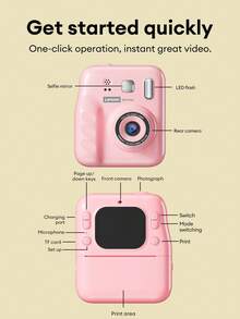 Lenovo DY34 Instant Camera With Built-In Music MP3, 8X Zoom 1080P Video, 1300mAh Battery, 32GB SD Card, High-Definition Photography With Multiple Effects, Suitable As A Casual Camera For Holidays, New Year, Birthday Gifts - Hồng - Xem 9