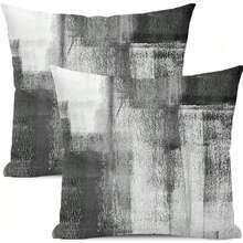 2PCS Gray Pillow Cover, Black And White Gray Abstract Art Pillow Cover, Modern Geometric Outdoor Decorative Farmhouse Cushion Cover, Suitable For Home Sofa Bed Couch, Single-Sided Without Pillow Insert. - Dark Gray - View 10