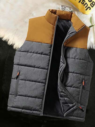 Gilet chaud pour homme, veste matelassée à col montant, convient pour un usage casual et sportif