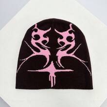 1 件秋冬美国街头风格提花火焰针织帽,温暖时尚个性化滑雪帽秋季 - 彩色 - 查看 28