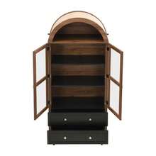 Chest Of Drawers With Adjustable Shelves, Modern Retro Curved Glass Storage Unit, Adjustable Shelves, Luxury Sideboard - 棕色 - 查看 9