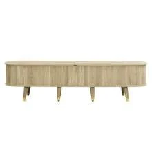 Meuble TV avec portes coulissantes, meuble TV, support TV, meuble TV bas, support TV. Design unique. - Couleur naturelle - Voir 10