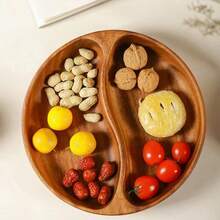 South American Walnut Wood Fruit Bowl, Round Solid Wood Nut, Snack, Fruit, Salad Bowl, Rosewood Tray - Multicolor - View 3