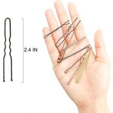 U Shaped Hair Bobby Pins Black Metal Curved Curly Waved Bun Clips Bobby Pins For Buns Women Girls Grips Hairstyle Salon Accessories Updo 100 Count 2.4 In Black Holiday  Fashion - Black - View 3