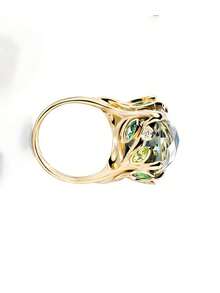 1pc Elegant Women's Synthetic Cubic Synthetic Zirconia Ring - Bohemian Style, KC Golden Plated, Copper Base, Perfect For Parties, Birthdays, Christmas, Valentine's Day, Anniversaries, Daily Wear & Gift For Wife - Nhiều màu - Xem 3