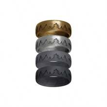 Alianzas de boda de silicona transpirable para hombres, anillo de silicona Hunter con ranuras interiores en forma de flecha para una mayor transpirabilidad, anillo de goma de silicona de diseo nico para hombres, 8 mm de ancho, 10.5 - 11 20.6mm, Silicona, platino, bronce, goma - inicial - Ver 2
