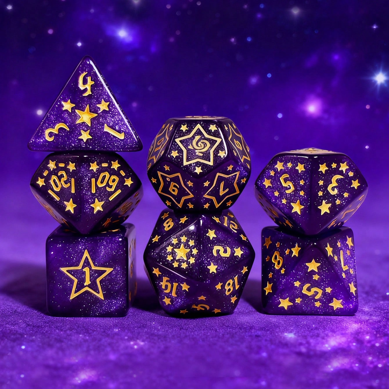 Set di dadi a forma di stella e confezione in plastica, dadi poligonali in acrilico, 7 pezzi/set, adatto per intrattenimento e giochi da tavolo