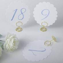Wedding Table Numbers 1 - 20 Wedding Reception With Gold Holders Scalloped Blue - Scalloped Blue - View 5