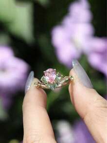 Vintage Bohemian Rose Golden Plated Copper Rhinestone Inlaid Three-Stone Ring For Women - Elegant Jewelry Gift For Daily Wear, Weddings & Vacations - 彩色 - 查看 4