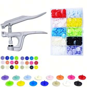 DlY Snap Fastener Kit For Clothing -T5 Plastic Snaps & Pliers For No-Sew Repairs & Crafts