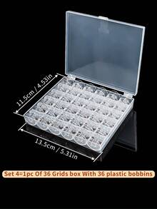 1套透明梭芯盒或梭芯盒套装，多功能家用缝纫机绕线轴，梭芯收纳盒，缝纫配件，空盒可选，塑料梭芯和金属梭芯3种款式，25槽和36槽2种尺寸
