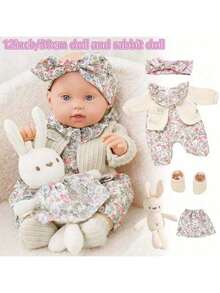 12-Inch Lifelike Reborn Doll, Children's Companion Doll, Best Gift, Cute Adjustable Posable Doll, Includes Rabbit Plush (With Doll) - Multicolor - View 5