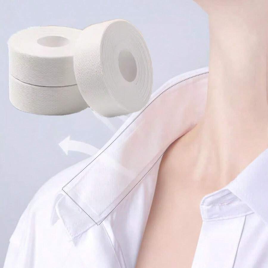 Disposable White Collar Protector Pads Self-Adhesive Invisible Collar Liner Pads, Prevent Sweat Stains (0.98 Inch) - White - View 1