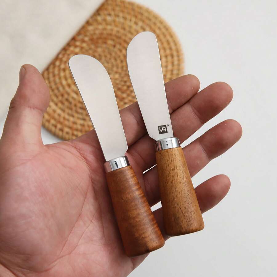 1pc Stainless Steel Multipurpose Butter Knife With Wooden Handle - Great For Spreading Butter, Cheese, Jam And Peanut Butter - Durable And Hygienic Kitchen Essential, Butter Knife | Ergonomic Handle | Durable Kitchen Utensil - Multicolor - View 1
