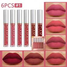 6pcs Lip Gloss Lipstick Set Matte Velvet Long-Lasting Waterproof, Sweat Resistant, Non-Stick Cup Non-Fading And Easy Color Makeup Gift - 2 - 查看 4