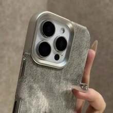 Retro Vintage Cowboy Fabric 17 16 15 14 13 12 Pro 11 Plus Luxury Jeans Soft Bumper Armor Phone Cover.Accessories. - Hải quân - Xem 1