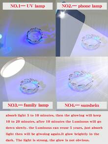 Nooxian 1枚时尚夜光天蓝色树枝戒指，夜光树叶戒指（需充电才能发光，不充电不会发光） - 銀色 - 查看 7