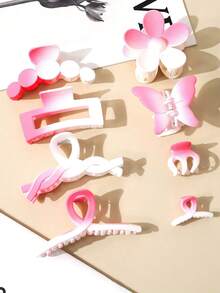 Conjunto de 8 presilhas/grampos de cabelo casuais e charmosos em plástico ABS com efeito degradê, perfeitos para mulheres. Acessórios de cabelo modernos e elegantes para todas as estações, ideais para o Dia dos Namorados e outras ocasiões especiais.