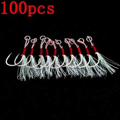 20/100pcs Slow Jigging Fishing Cast Jigs Hook Barbed Single Jig Hooks Thread Pesca High Carbon Steel Fishing Lure