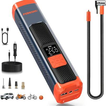  FOWAWU 6000mAh 150PSI Portable Air Compressor Tire Inflator Pump Electric Air Pump With LED Flashlight/DC 12V, Smart Digital Pressure Gauge Electric Inflator Pump, Suitable For Cars, Bicycles, Motorcycles, Balls