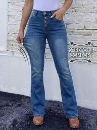 Women's Vintage Stretchy Flared Denim Jeans- Comfortable For Everyday Casual