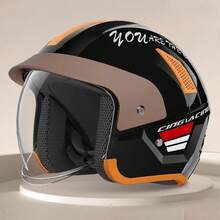 1pc Lightweight Retro Motorcycle Half Helmet, 3/4 Open Face, Riding Gear, Fashionable Winter Warm Motorcycle Helmet, Quick Release Buckle, Christmas/Holiday Gift