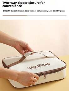 1pc Insulated Lunch Bag, Tote Bag, Rectangular Lunch Box Bag, Flat Lunch Bag, Rice Bag, Canvas Insulated Bag - Multicolor - View 6