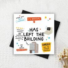 Funny Retirement Card, Congrats New Job, Left The Building, Funny Card For Colleague, Funny Office Retirement Greeting - Multicolor - View 10