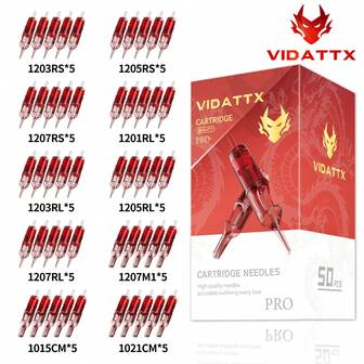 50 piezas Agujas de cartucho de tamaño mixto, agujas de tatuaje desechables para máquina de tatuaje, suministros de accesorios de tatuaje para artistas