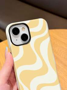 1pc Glossy Artistic Water Wave Pattern 2-In-1 Filmstrip Phone Hard Case Suitable For Samsung/ 11/12/13/14/15/16/17 Pro Max - Multicolor - View 4