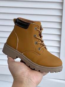 儿童户外靴,男童徒步靴,女童时尚休闲踝靴 - 卡其色 - 查看 5