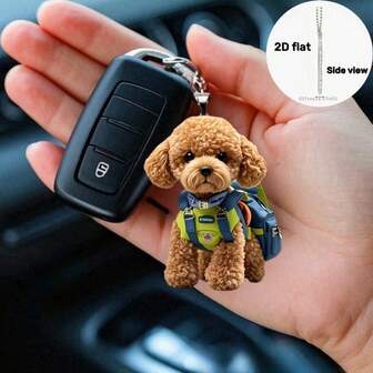 Pandantiv plat 2D, set de 5, ursuleț de pluș cu rucsac, ideal pentru brelocuri auto, decorațiuni interioare, rucsacuri, portofele și decorațiuni pentru petreceri