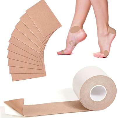 5m/10 piezas Almohadillas de fricción de terciopelo súper duraderas, material de terciopelo suave y absorbente para almohadillas de fricción de pies, almohadillas adhesivas de algodón anti-rozaduras, rollo de cinta anti-fricción, almohadillas cómodas para tacones altos