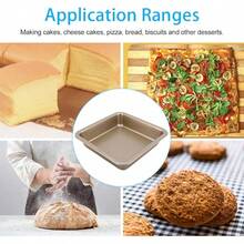 Buachois 2 Pcs Molde Cuadrado Para Hornear,De Utensilios Para Hornear Pasteles Antiadherentes Bandeja Rectangular De Acero Inoxidable Brownies Para El Hogar Dorado - dorado - Ver 3