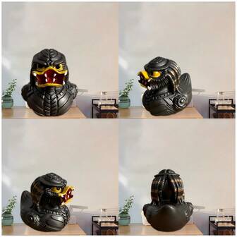 [Creative Decoration]1 Pc Whimsical Evil Duck Resin Statue - Unique Movie Style Desktop Decoration, ABS Plastic, Black And Yellow Details, Perfect For Parties And Collectors, Duck Decoration.