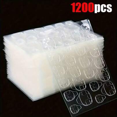 2400 miếng/100 miếng dán móng tay, miếng dán móng tay siêu mỏng dạng thạch, keo hai mặt, trong suốt và có thể tái sử dụng, thích hợp cho trang trí móng tay.