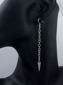 1对女士朋克风耳环，时尚吊坠耳环 - 銀色 - 查看 3